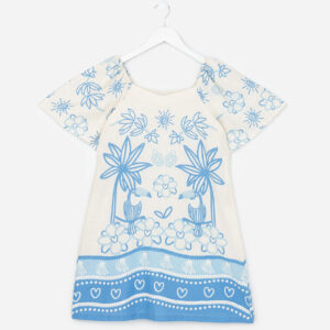 Vestido Infantil em Viscolinho com Estampa Tropical